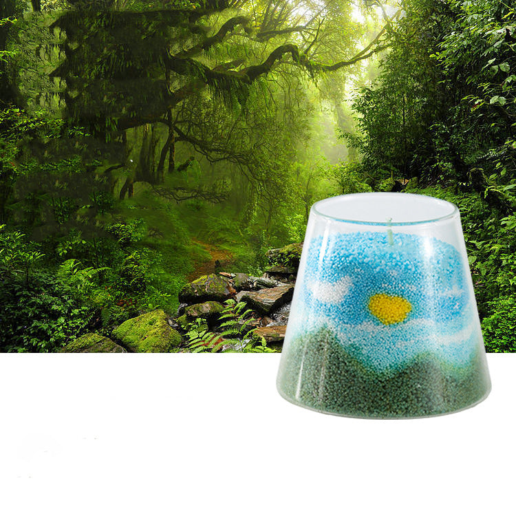 Turquoise Handmade Sand Painting Candle