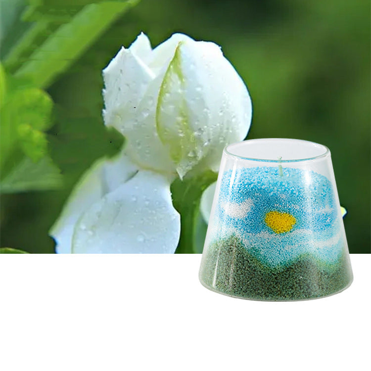 Turquoise Handmade Sand Painting Candle